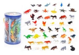 Figurki zwierzęta morskie dzikie zagrodowe dinozaury zestaw mix 48sztuk