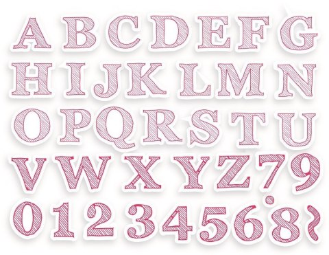 Stempelki do tkanin Alfabet naszkicowany