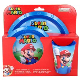 Super Mario - Zestaw naczyń (talerz, miska i kubek 260 ml) (niebieski)